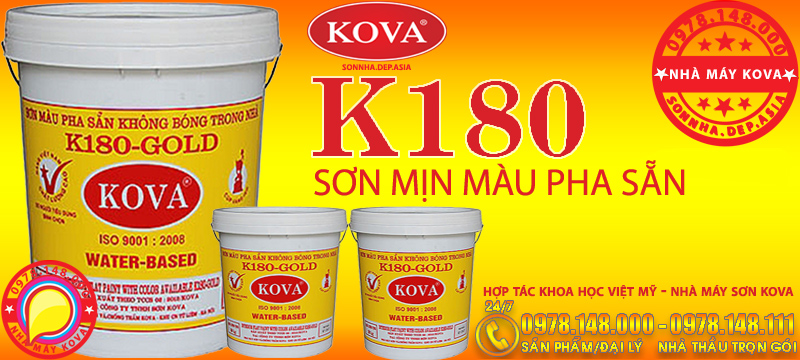KOVA K180 - Sơn KOVA mịn trong nhà màu pha sẵn chính hãng