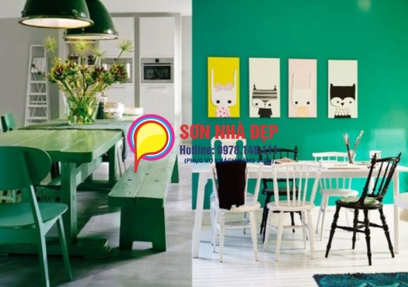 mẫu sơn phòng khách màu xanh lá cây đẹp nhất 10