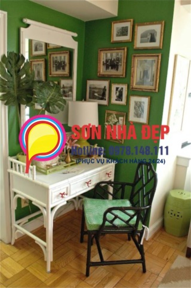 mẫu sơn phòng khách màu xanh lá cây đẹp nhất 4