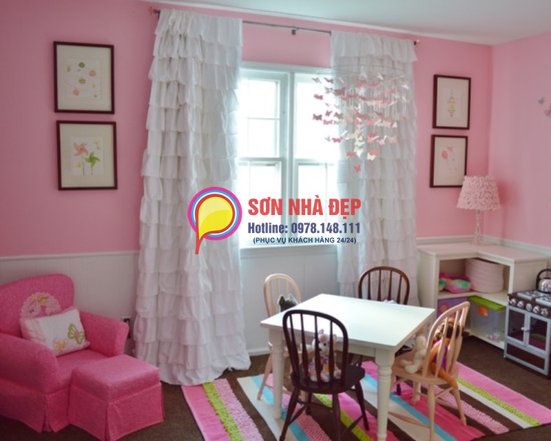 sơn phòng khách màu hồng đẹp lãng mạn 13