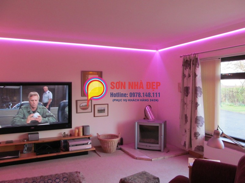 sơn phòng khách màu hồng đẹp lãng mạn 15
