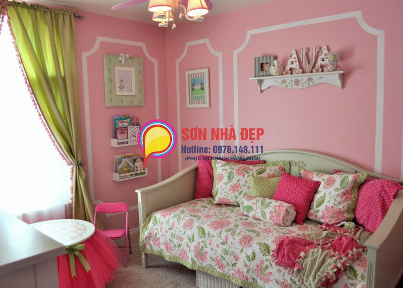 sơn phòng khách màu hồng đẹp lãng mạn 5