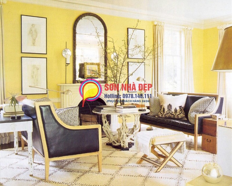 sơn phòng khách màu vàng nhạt đẹp hay màu xanh nhạt đẹp 11