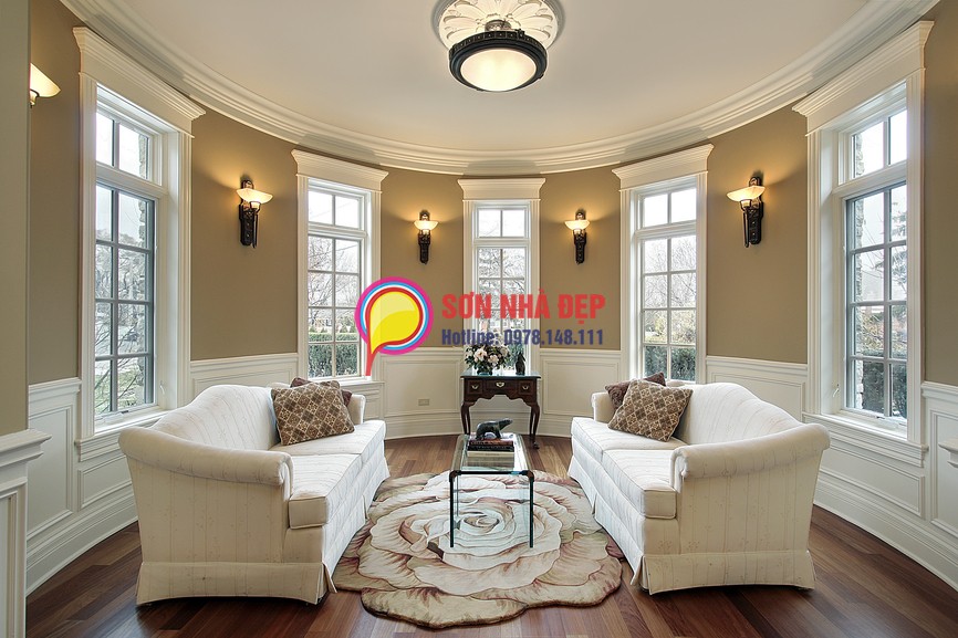 Living room in luxury home with lighting scones