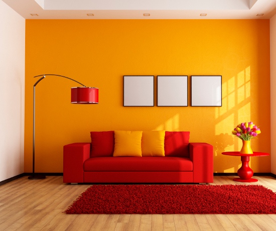 sơn tường nhà vàng cam tinh tế