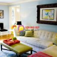 sơn phòng khách màu xanh nhạt sang trọng hiện đại 2016 8